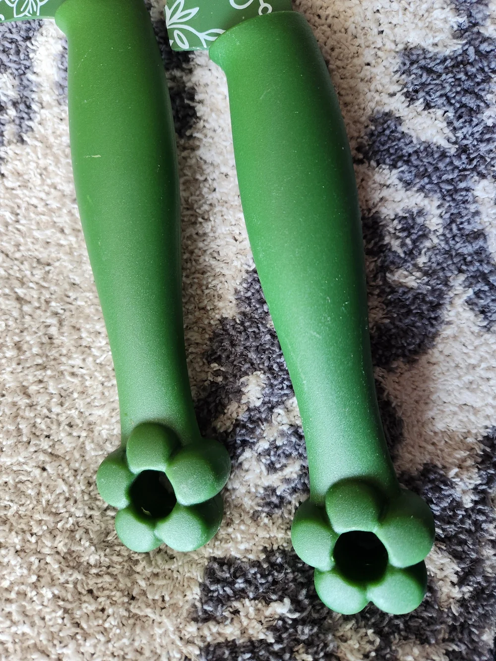 Green Handled Kitchen Knife Set with Decorative Floral Sheaths